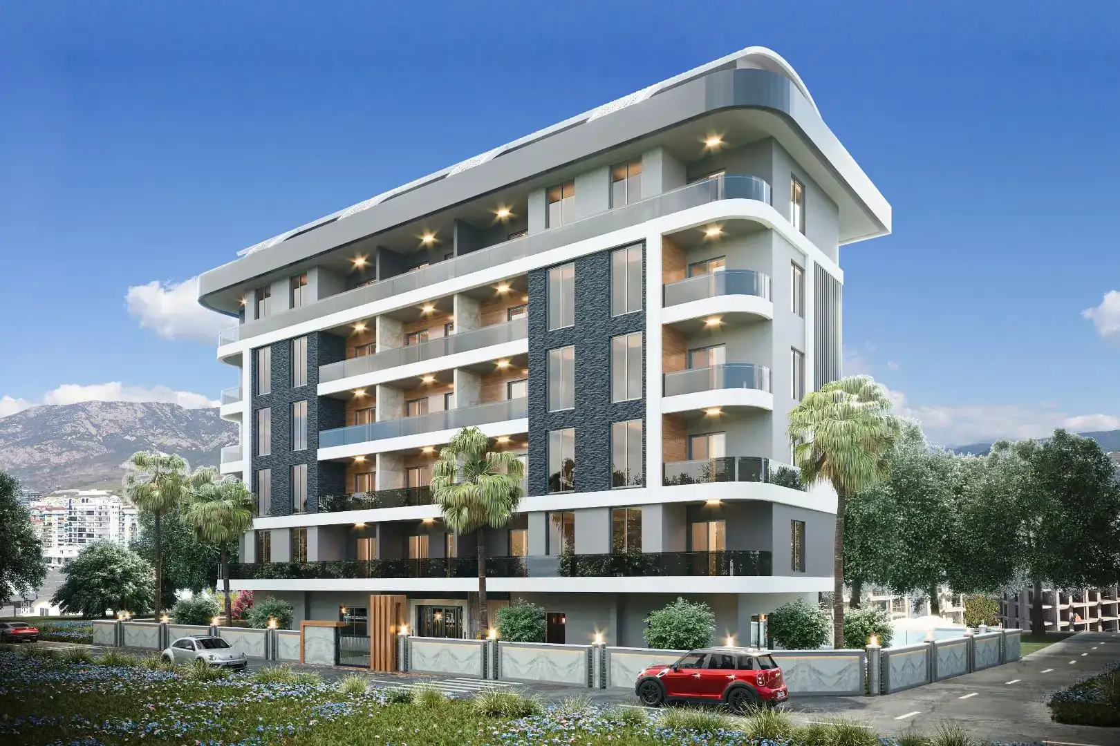 FIVE-STOREY COMPLEX UNDER CONSTRUCTION IN ALANYA IN MAHMUTLAR