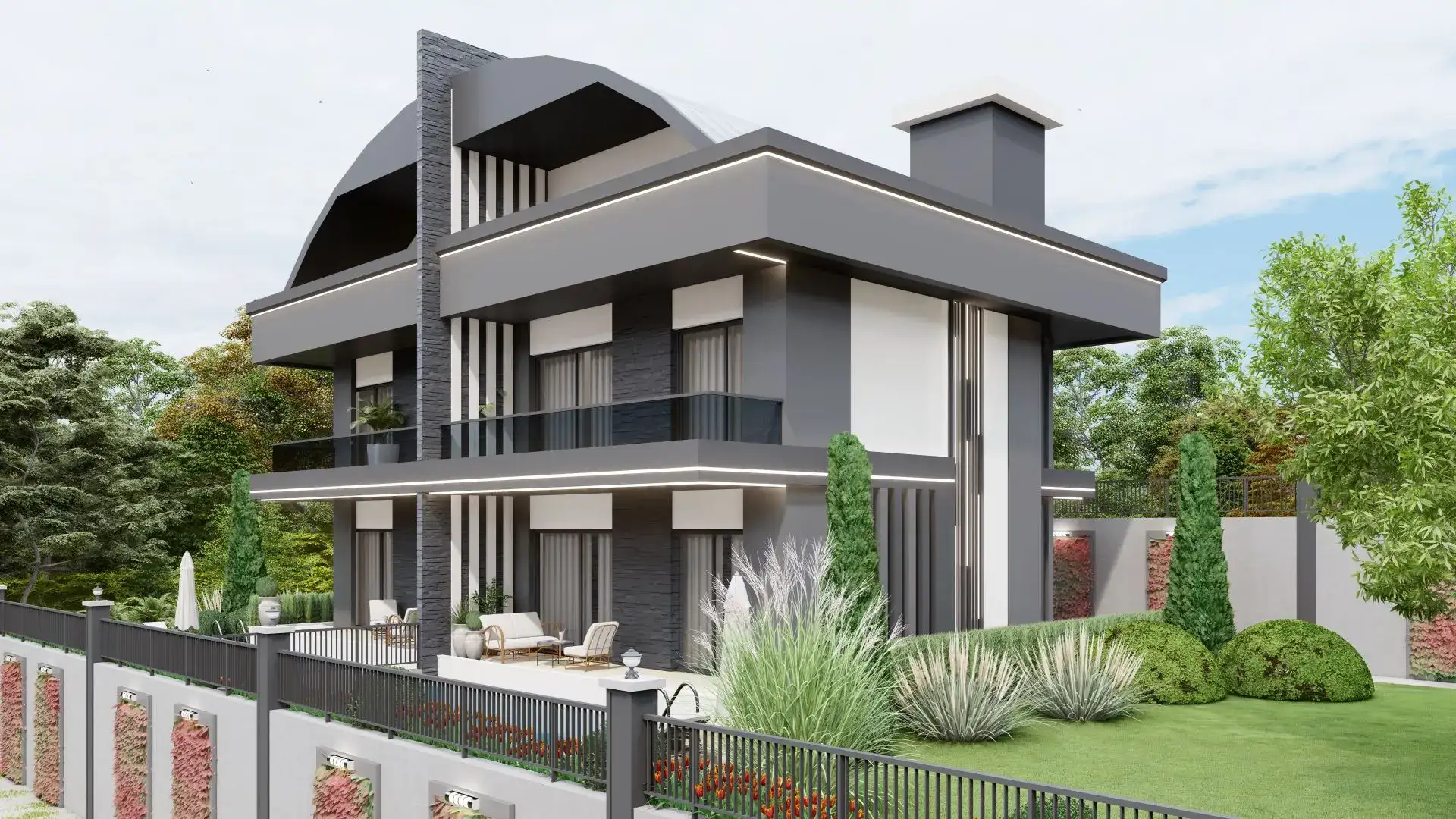 COMPLEX OF MODERN VILLAS IN TURKLER AREA 600M FROM THE SEA