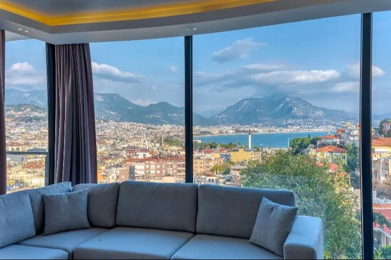 Furnished 1+1 Apartment with Stunning Views in Alanya Castle Area
