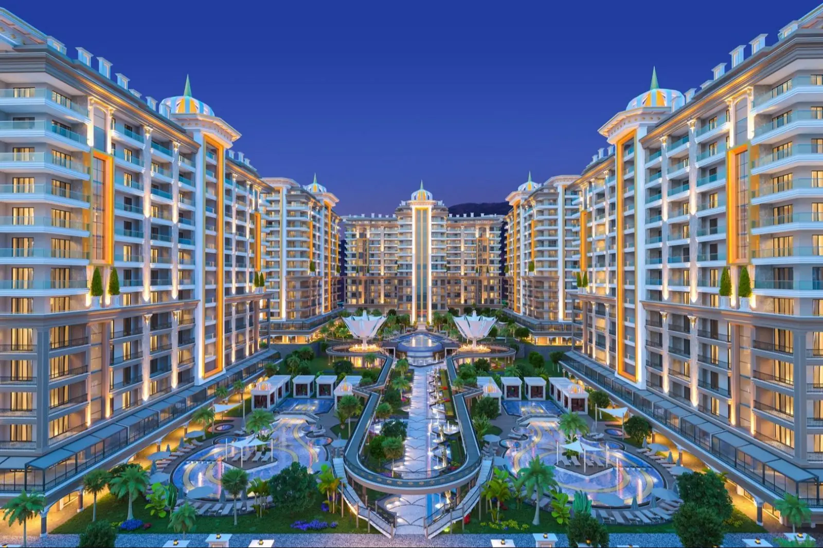 3+1 Apartment in a Full Luxury Activity Site in Mahmutlar
